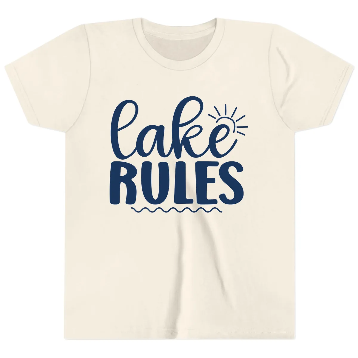 Lake Rules Typography Design Youth T-Shirt in Natural