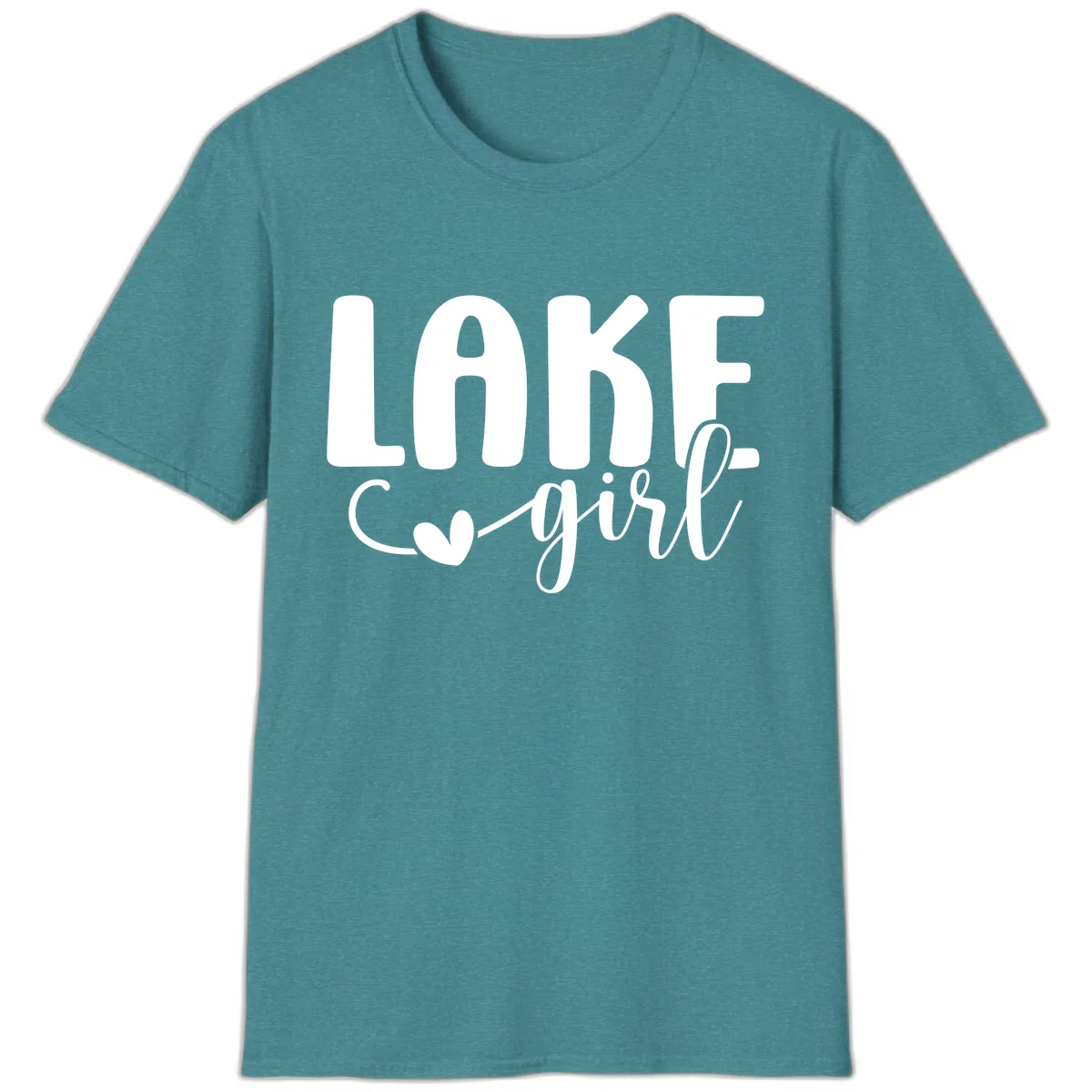 Lake Girl Lifestyle Design T-Shirt in Heather Galapagos Blue