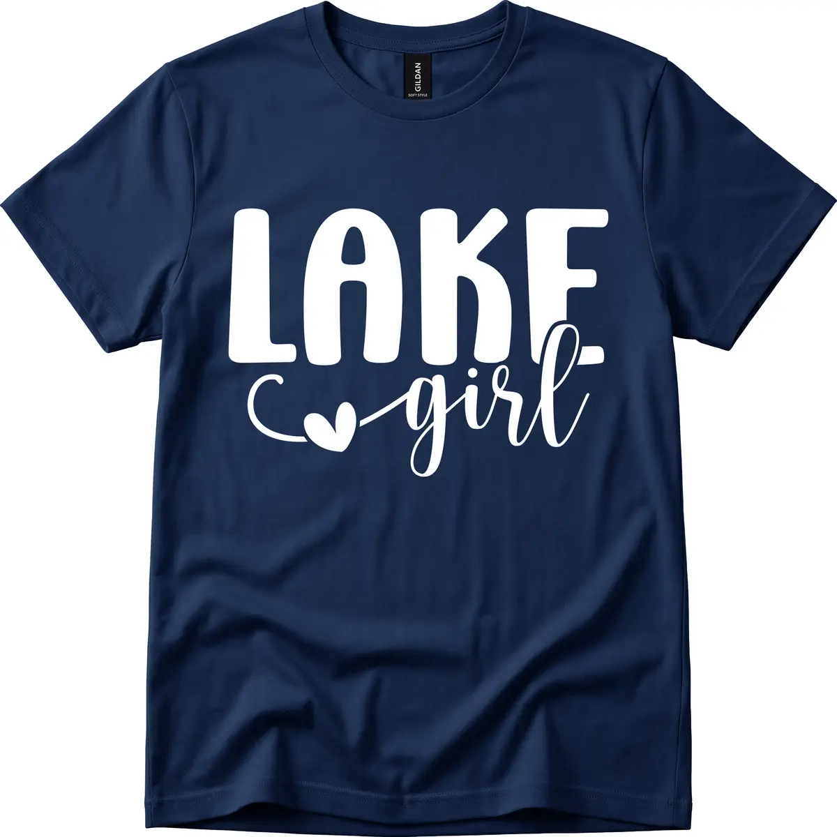 Lake Girl Lifestyle Design T-Shirt in Navy
