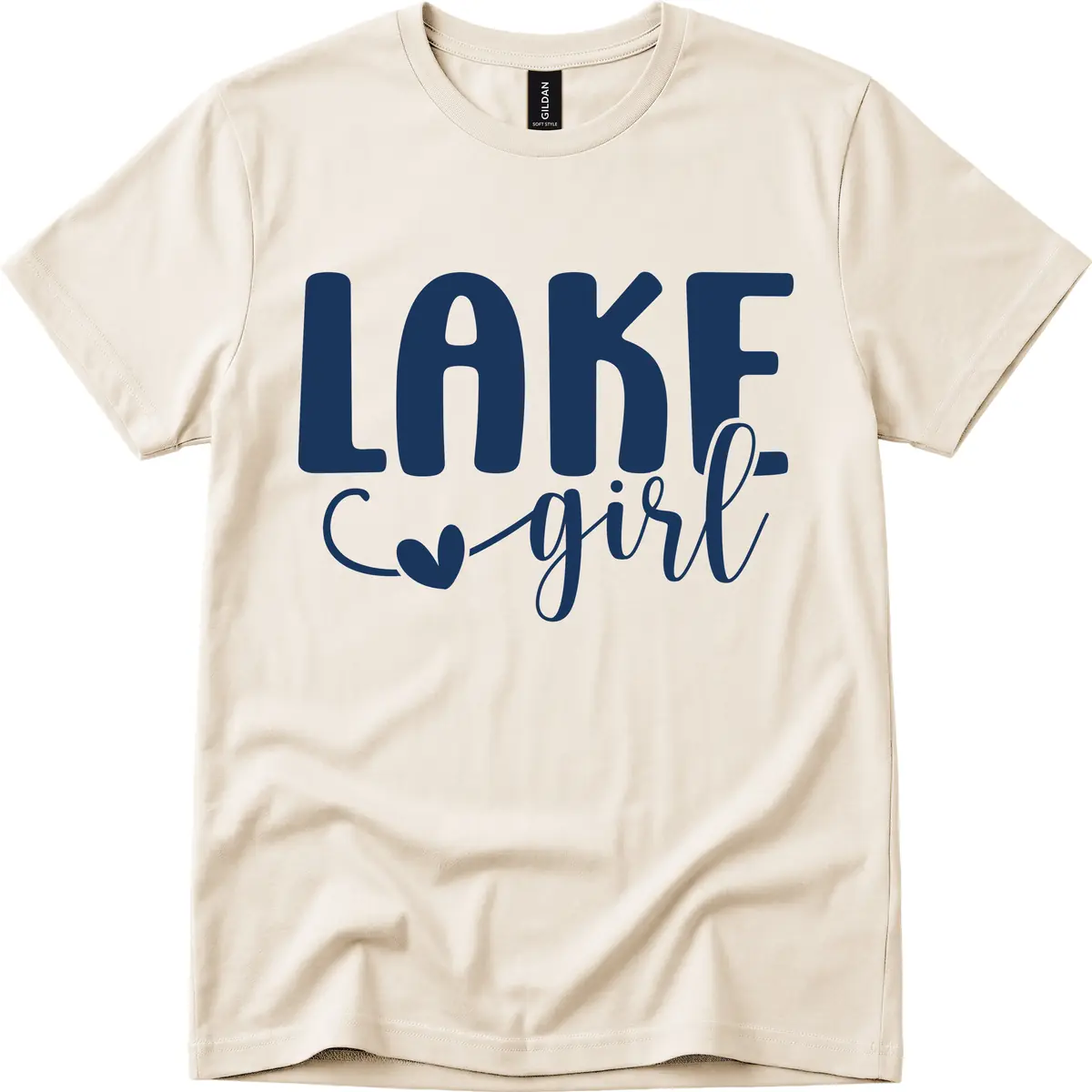 Lake Girl Lifestyle Design T-Shirt in Natural