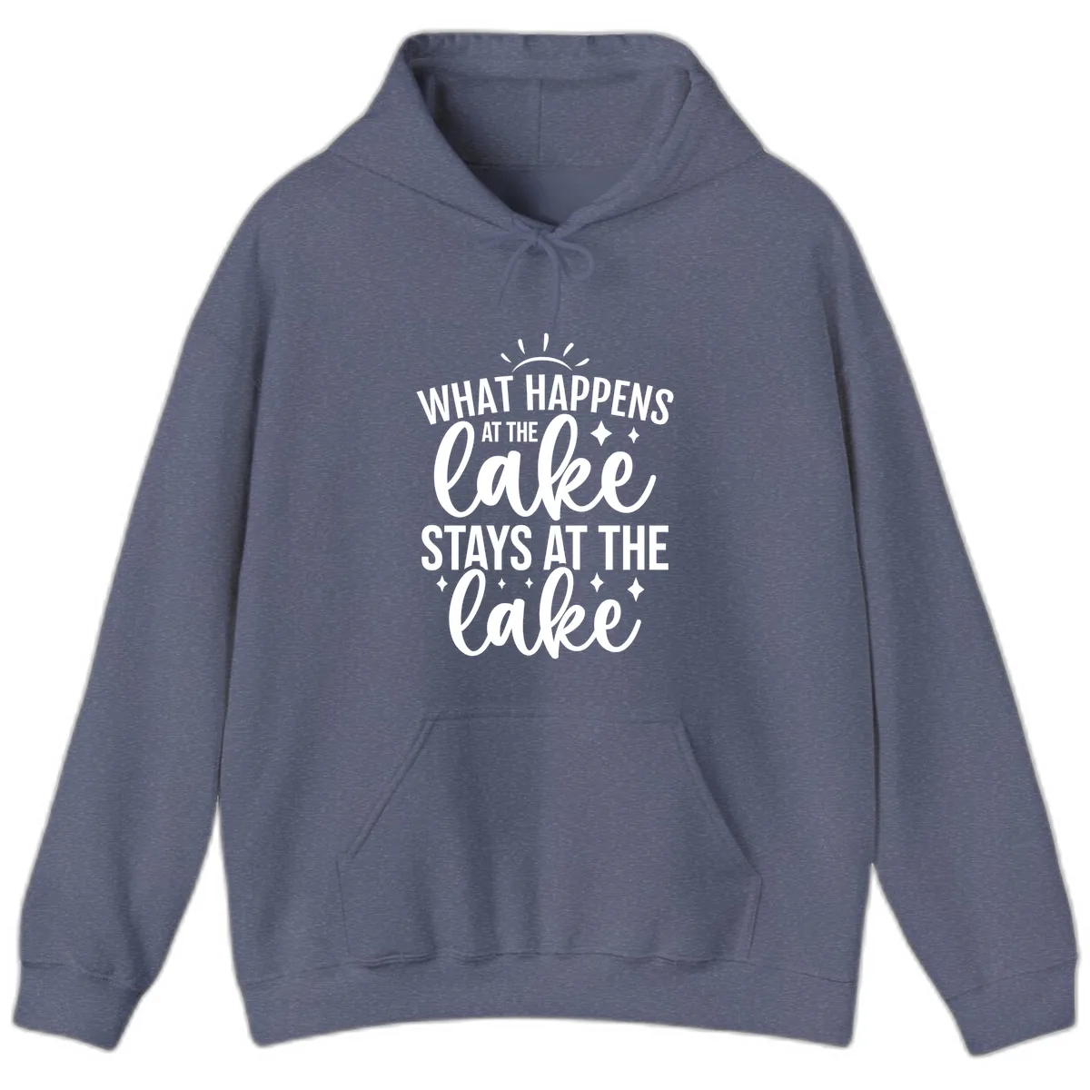 What Happens At The Lake Stays At The Lake Hoodie in Heather Navy