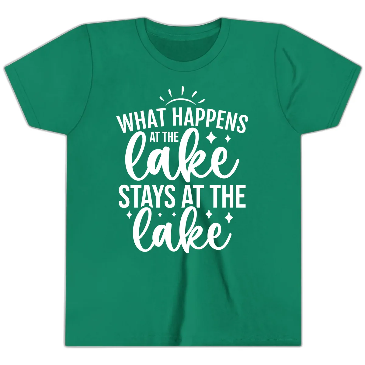 What Happens At The Lake Stays At The Lake Youth T-Shirt in Kelly