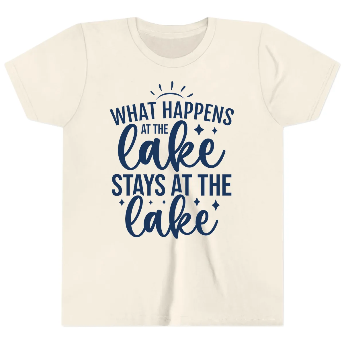 What Happens At The Lake Stays At The Lake Youth T-Shirt in Natural