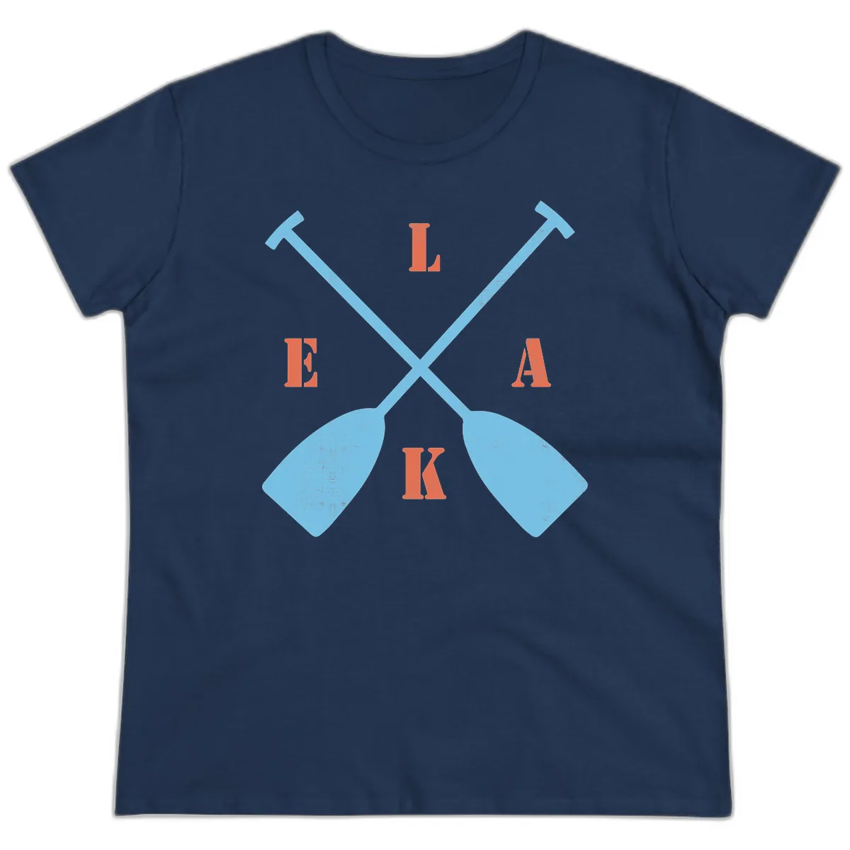 Lake Life Kayak Paddles Ladies Tee in Navy