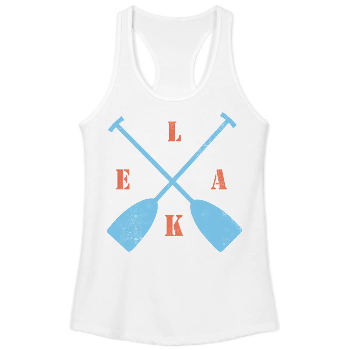 Lake Life Kayak Paddles Ladies Tank in White