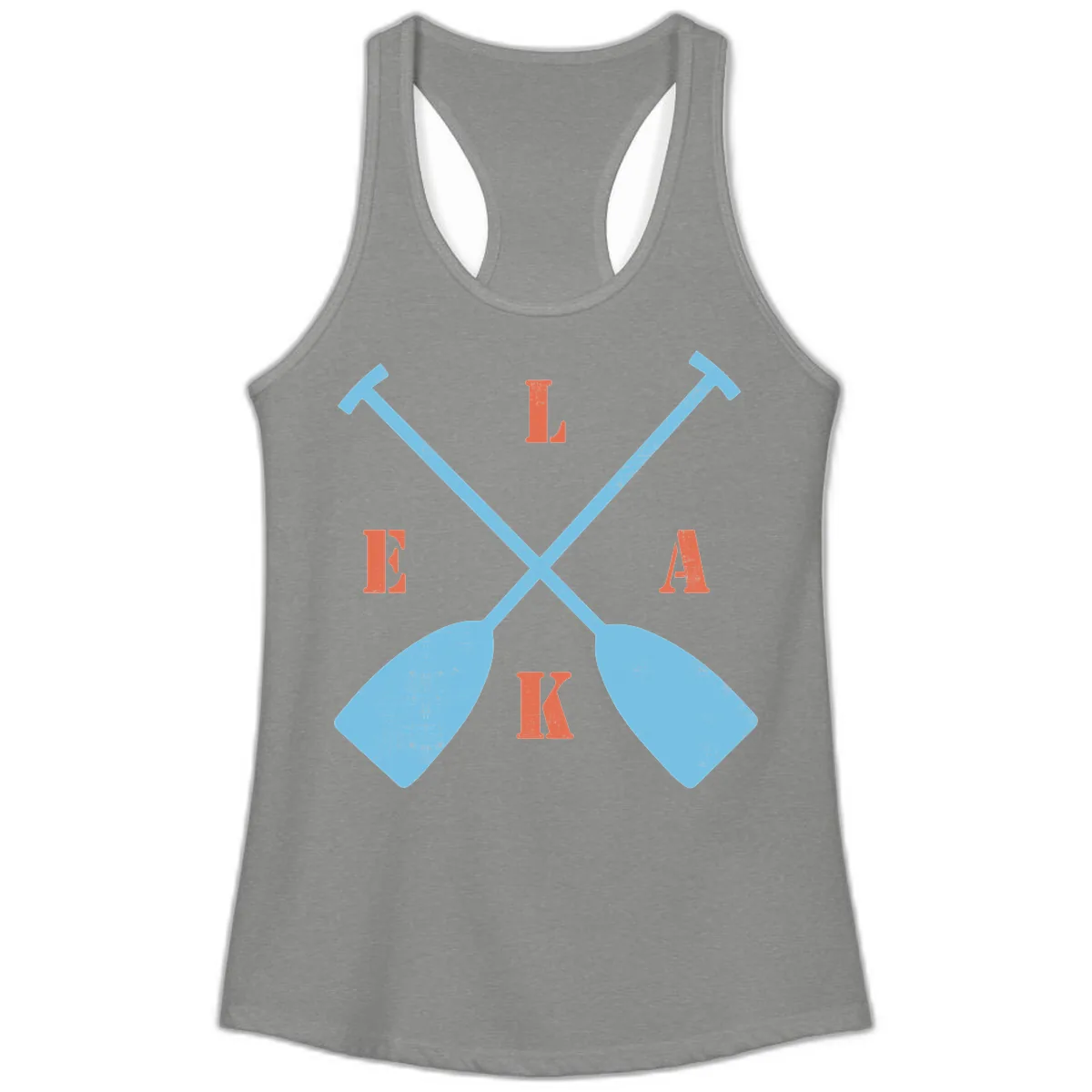 Lake Life Kayak Paddles Ladies Tank in Heather Grey
