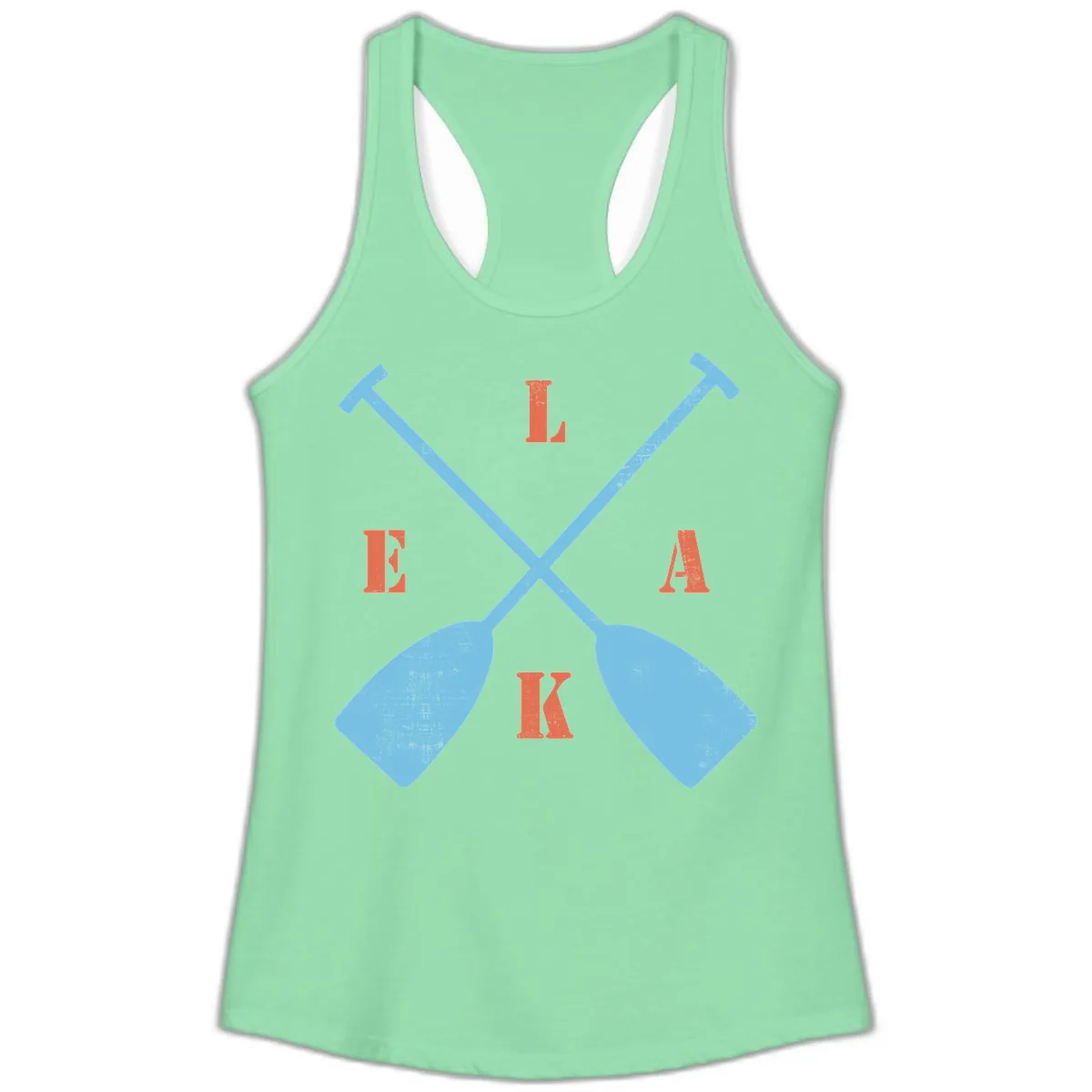 Lake Life Kayak Paddles Ladies Tank in Solid Mint