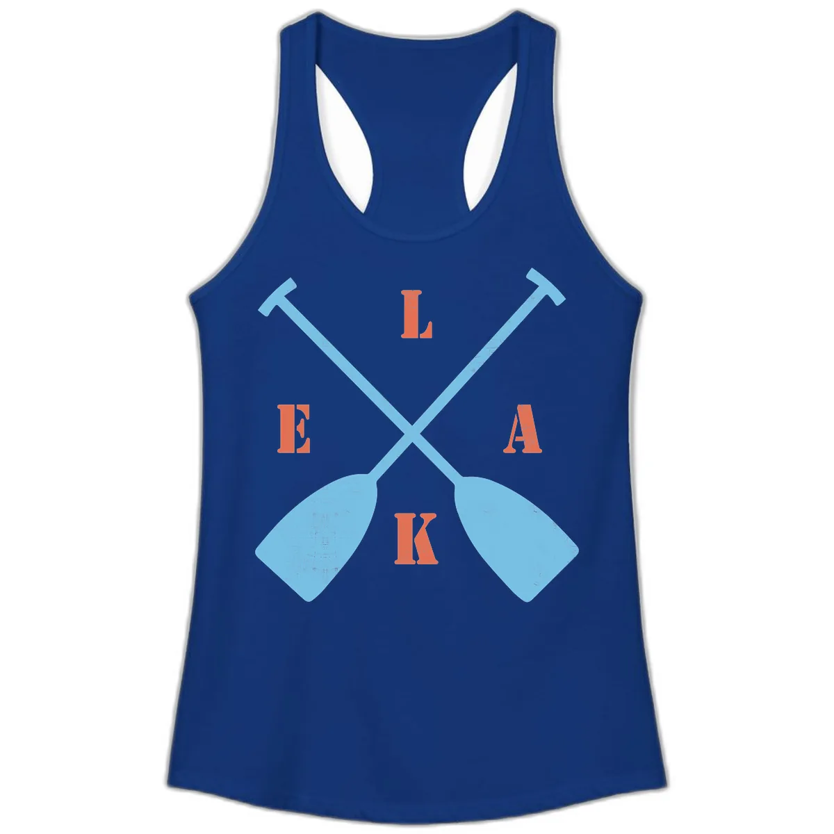 Lake Life Kayak Paddles Ladies Tank in Solid Royal
