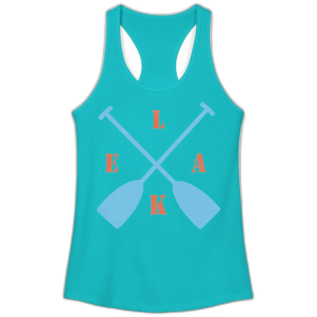 Lake Life Kayak Paddles Ladies Tank in Tahiti Blue