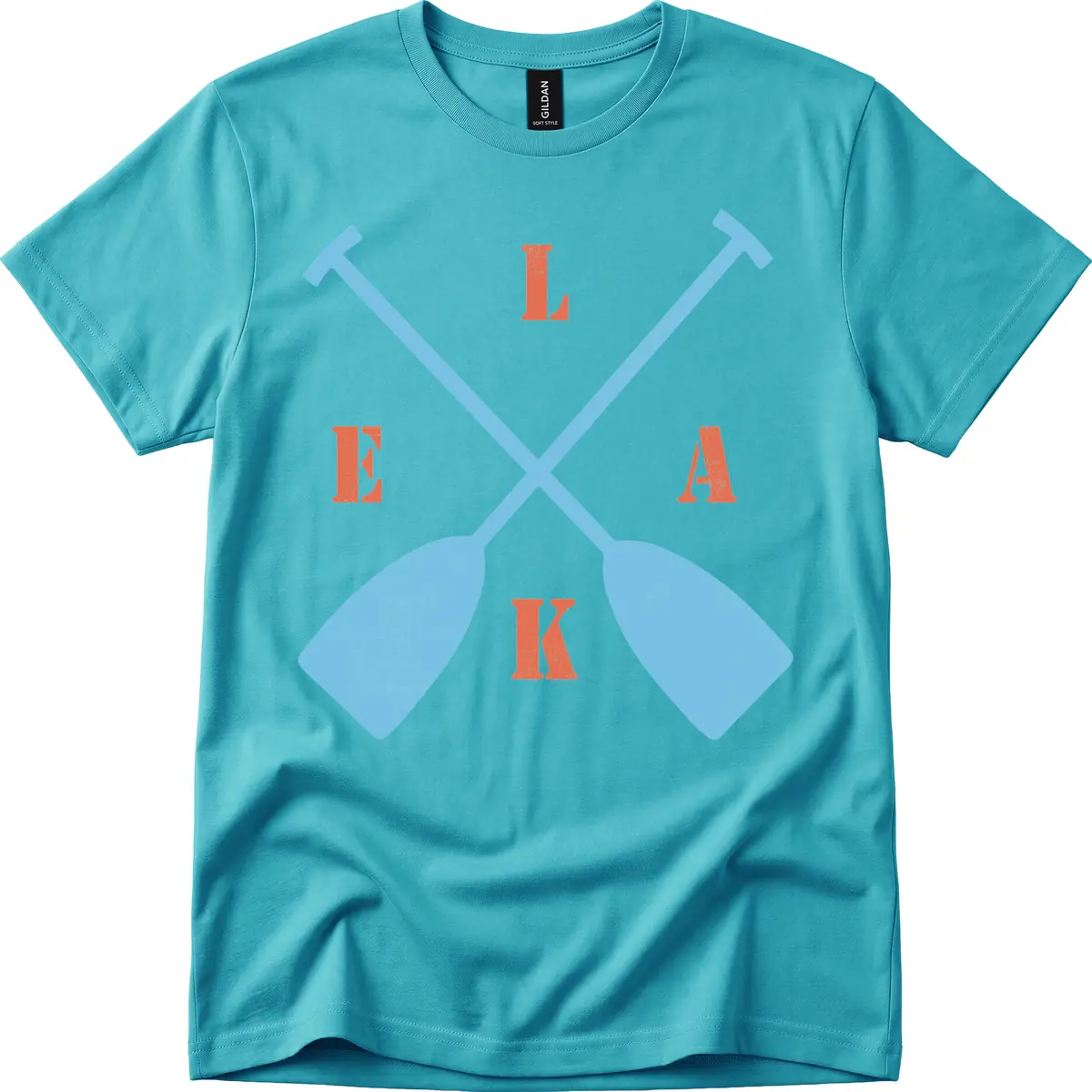 Lake Life Kayak Paddles T-Shirt in Tropical Blue
