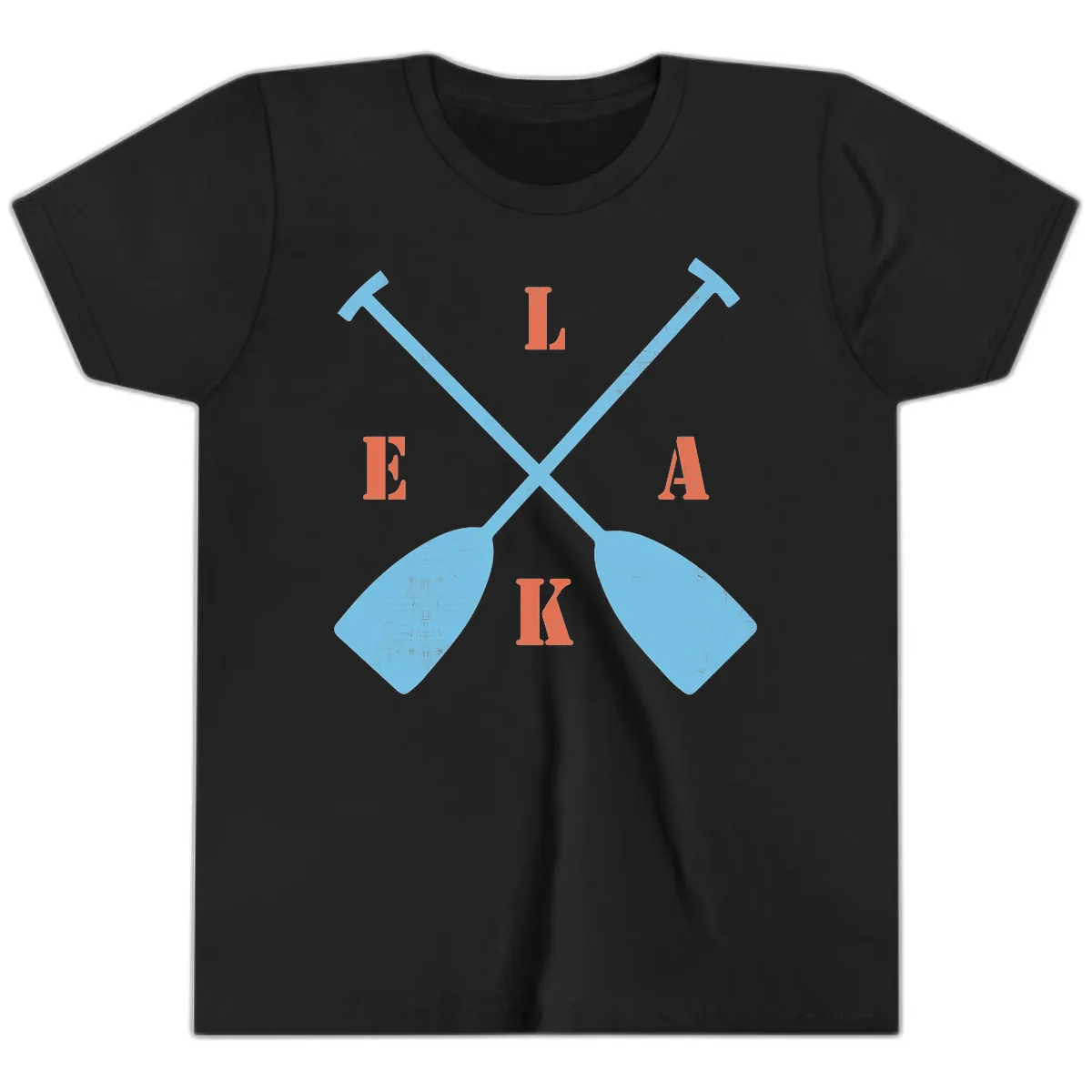 Lake Life Kayak Paddles Youth T-Shirt in Black