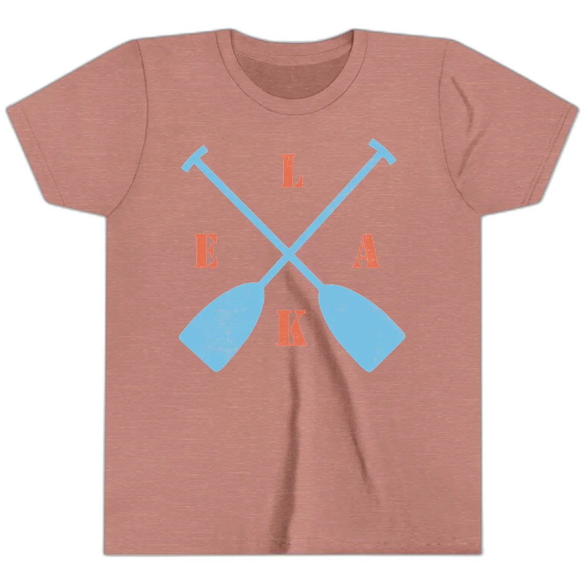 Lake Life Kayak Paddles Youth T-Shirt in Heather Mauve
