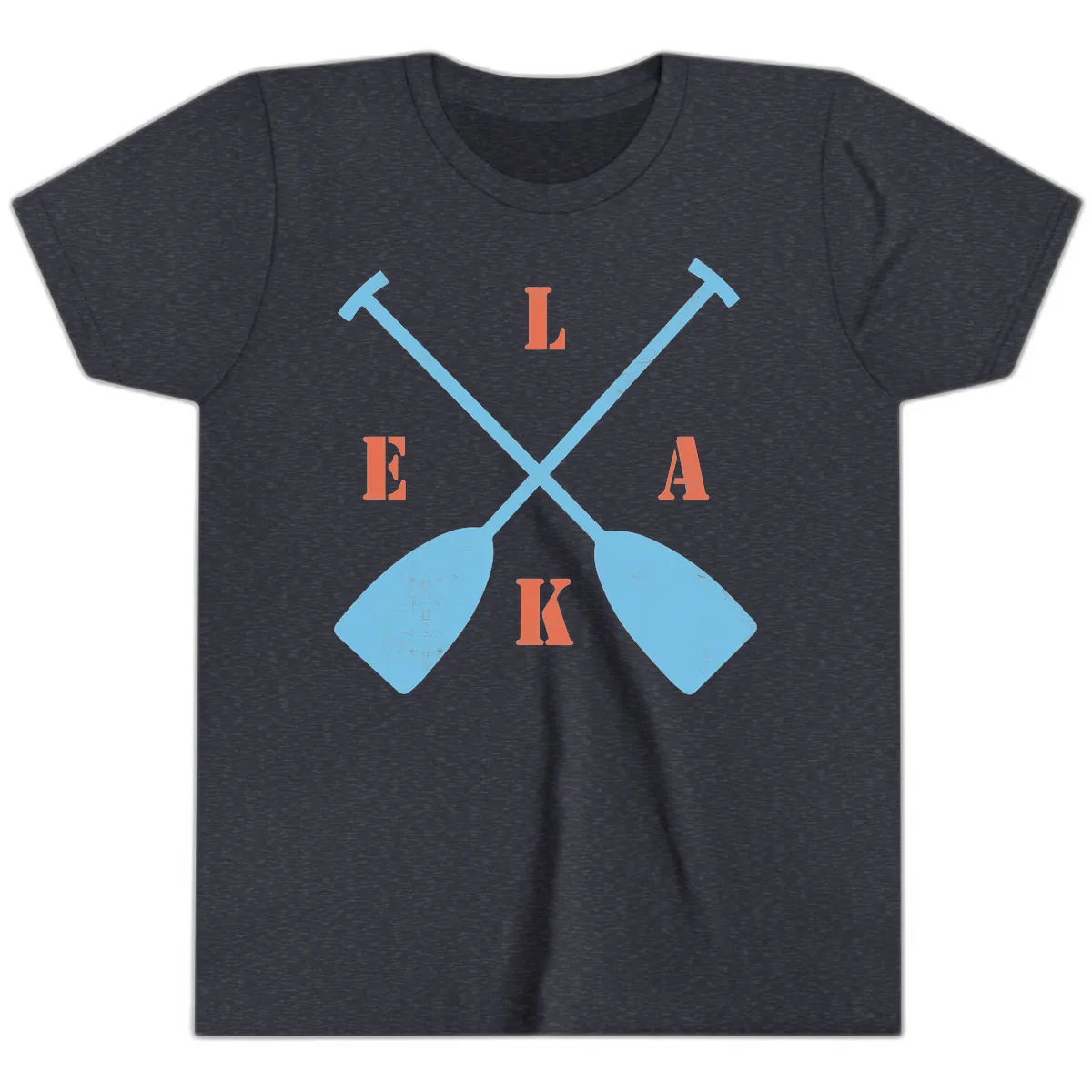 Lake Life Kayak Paddles Youth T-Shirt in Heather Navy