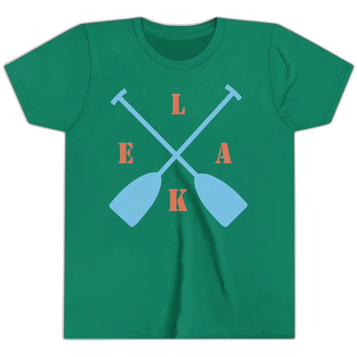 Lake Life Kayak Paddles Youth T-Shirt in Kelly