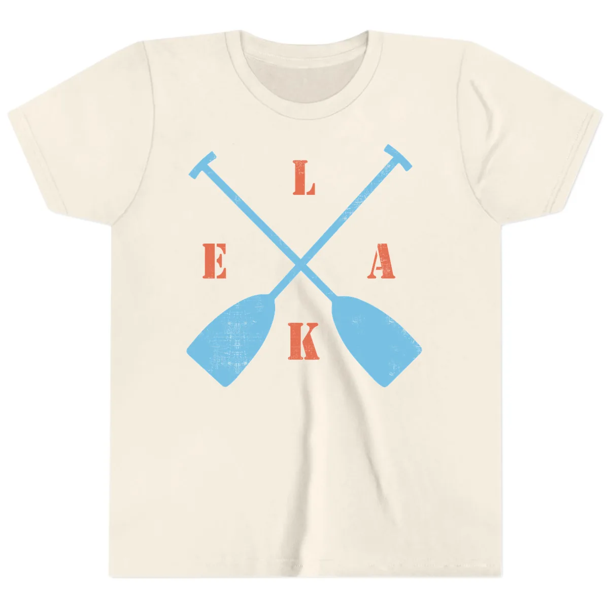 Lake Life Kayak Paddles Youth T-Shirt in Natural