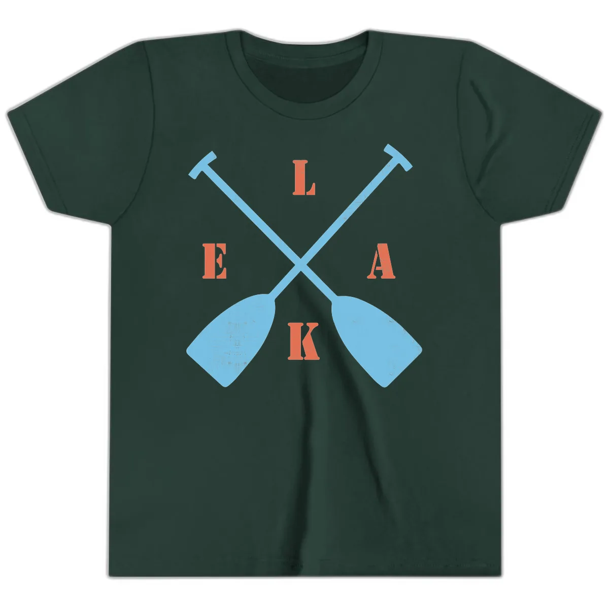 Lake Life Kayak Paddles Youth T-Shirt in Forest
