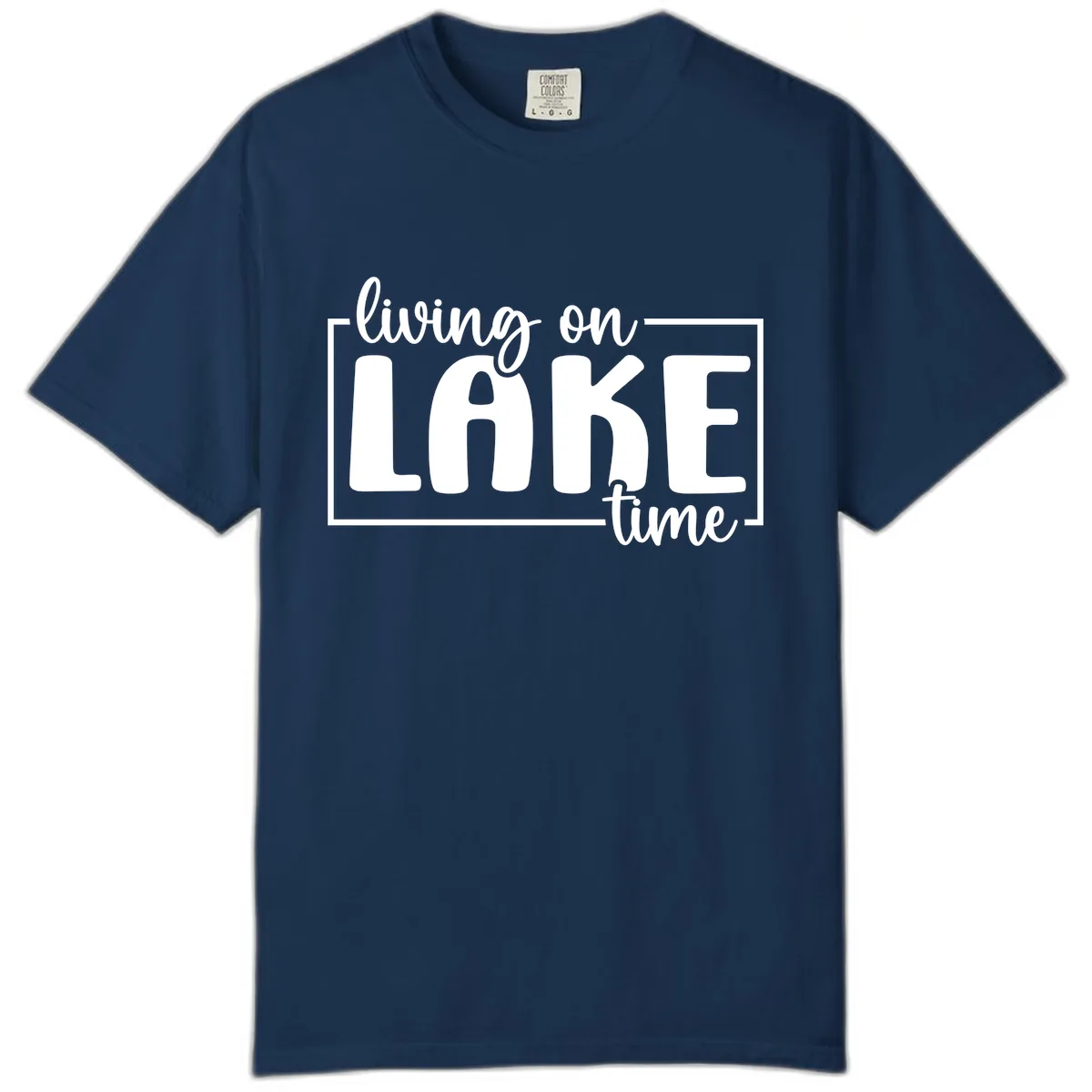 Living On Lake Time Typography Comfort Color in Navy