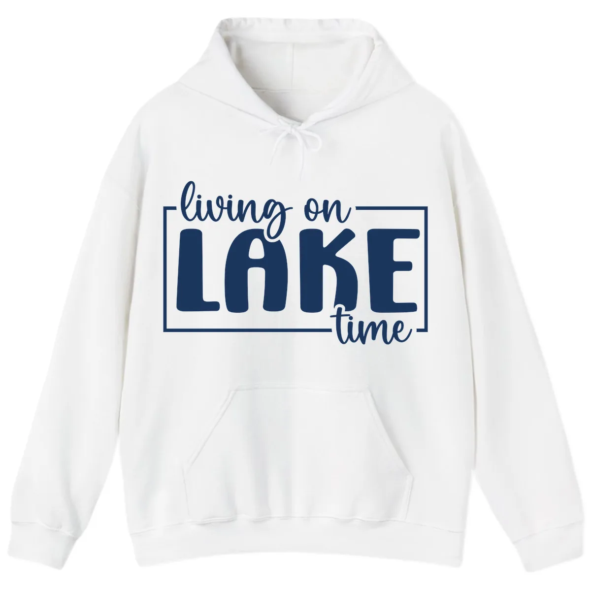 Living On Lake Time Typography Hoodie in White