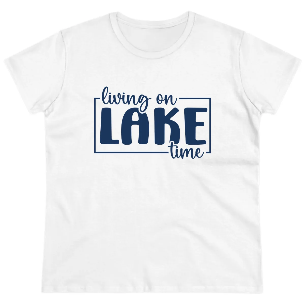 Living On Lake Time Typography Ladies Tee in White