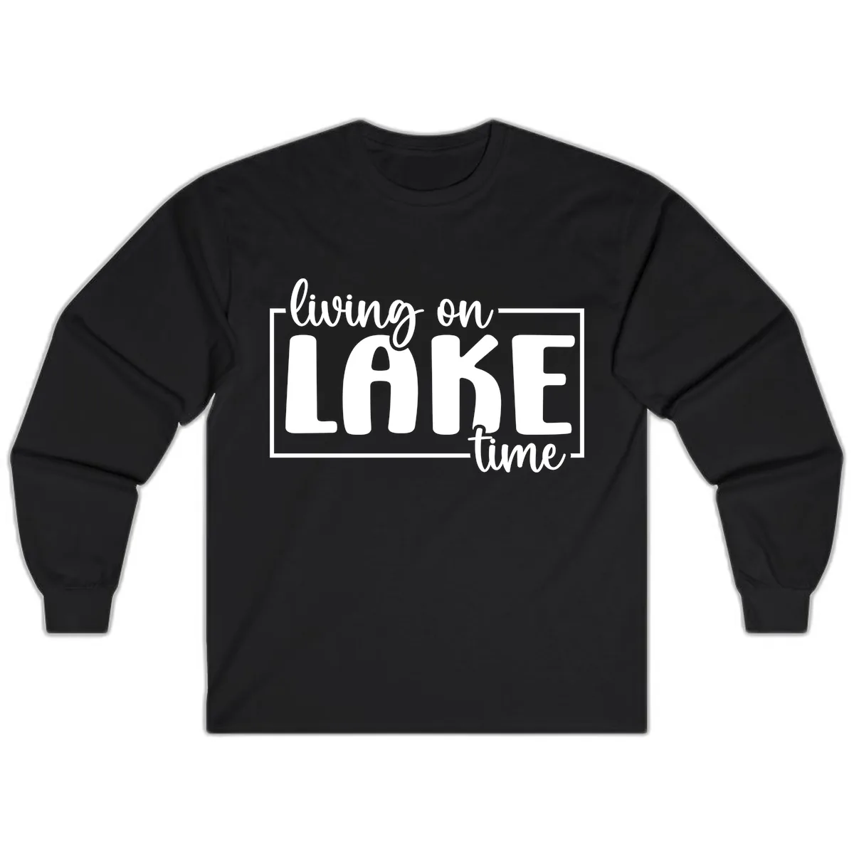 Living On Lake Time Typography Long Sleeve in Black