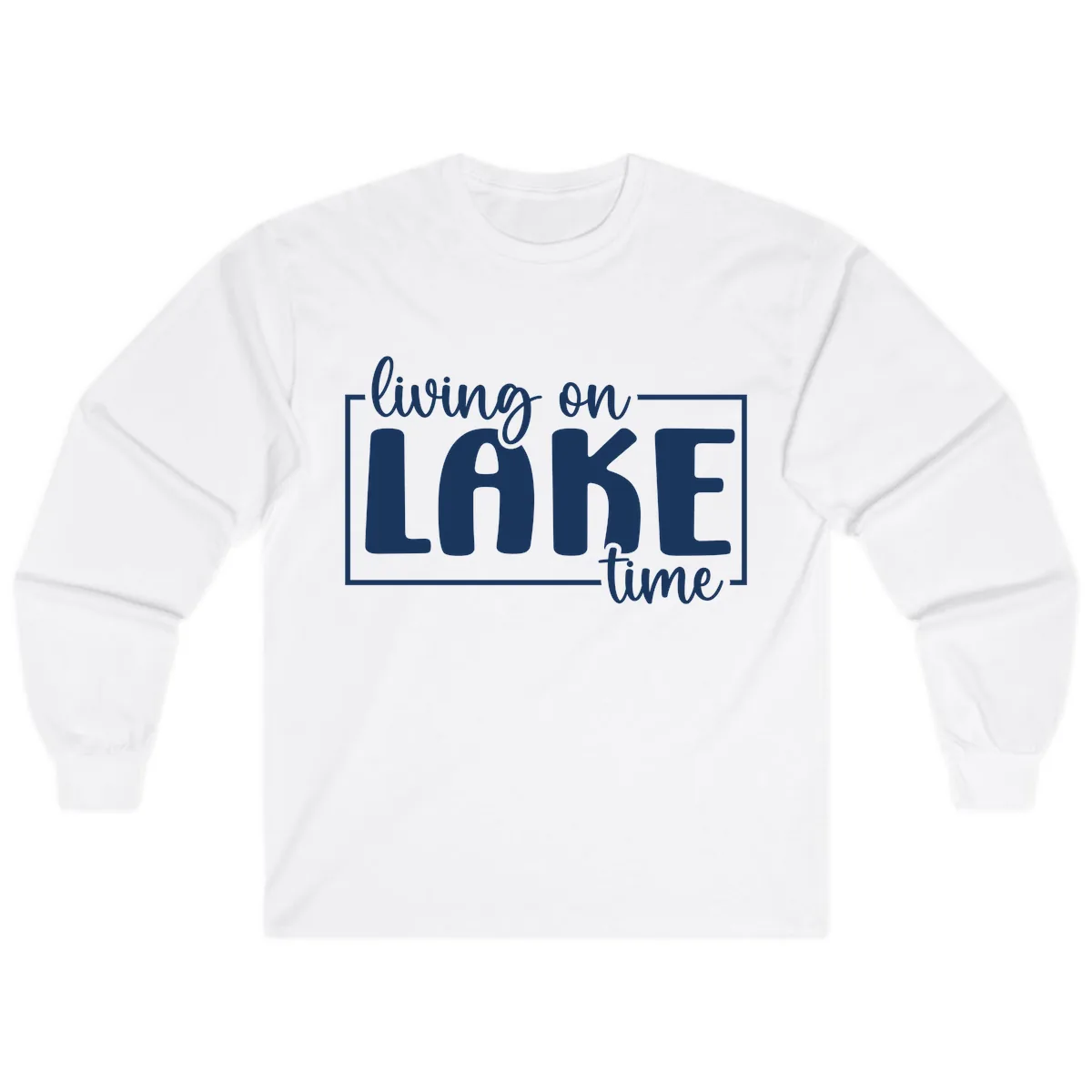 Living On Lake Time Typography Long Sleeve in White