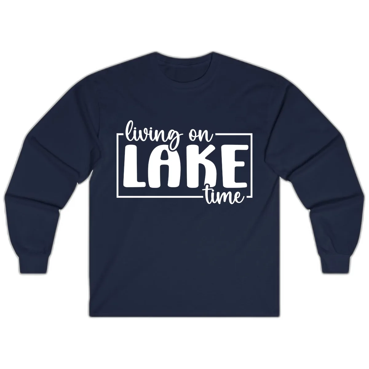 Living On Lake Time Typography Long Sleeve in Navy