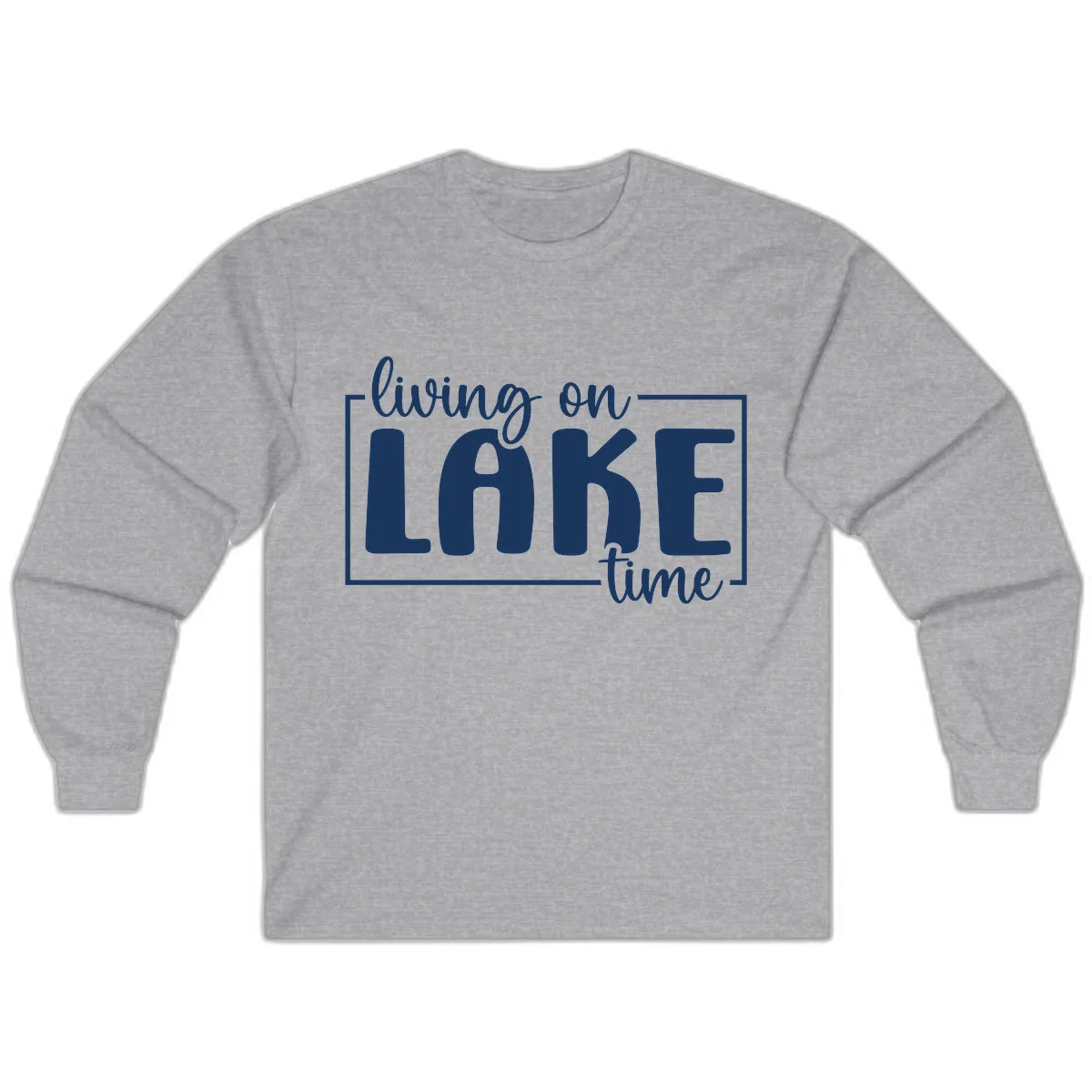 Living On Lake Time Typography Long Sleeve in Sport Grey