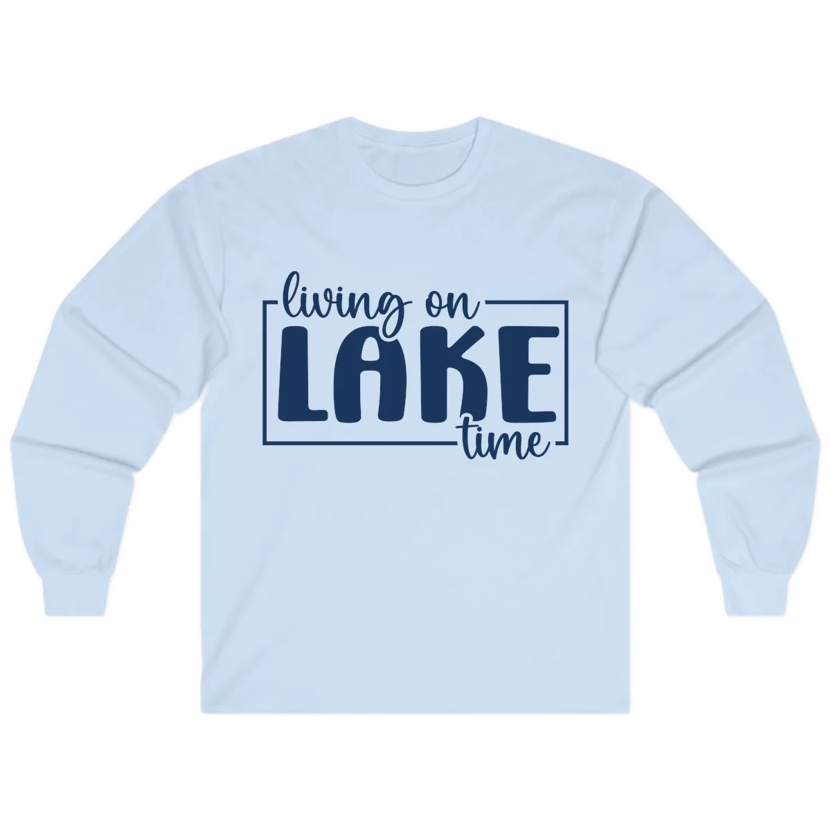 Living On Lake Time Typography Long Sleeve in Light Blue
