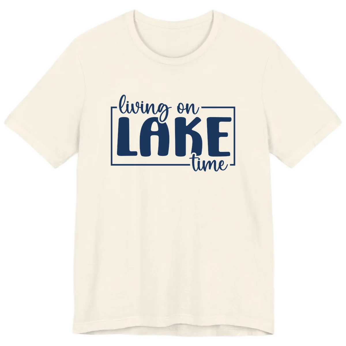 Living On Lake Time Typography Premium T-Shirt in Natural
