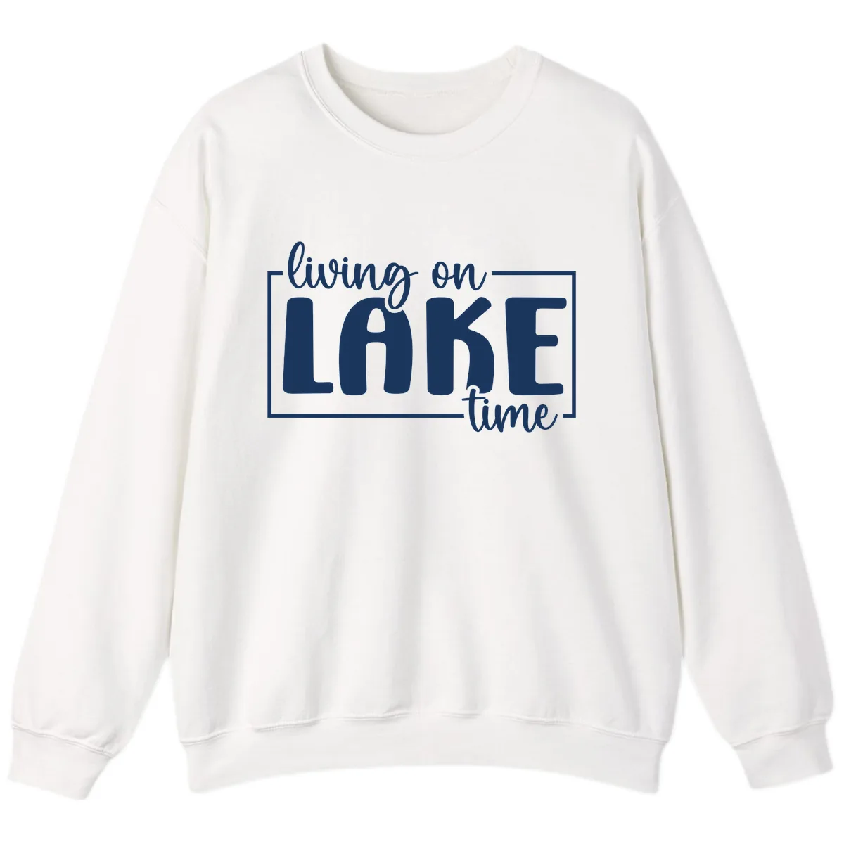 Living On Lake Time Typography Sweatshirt in White