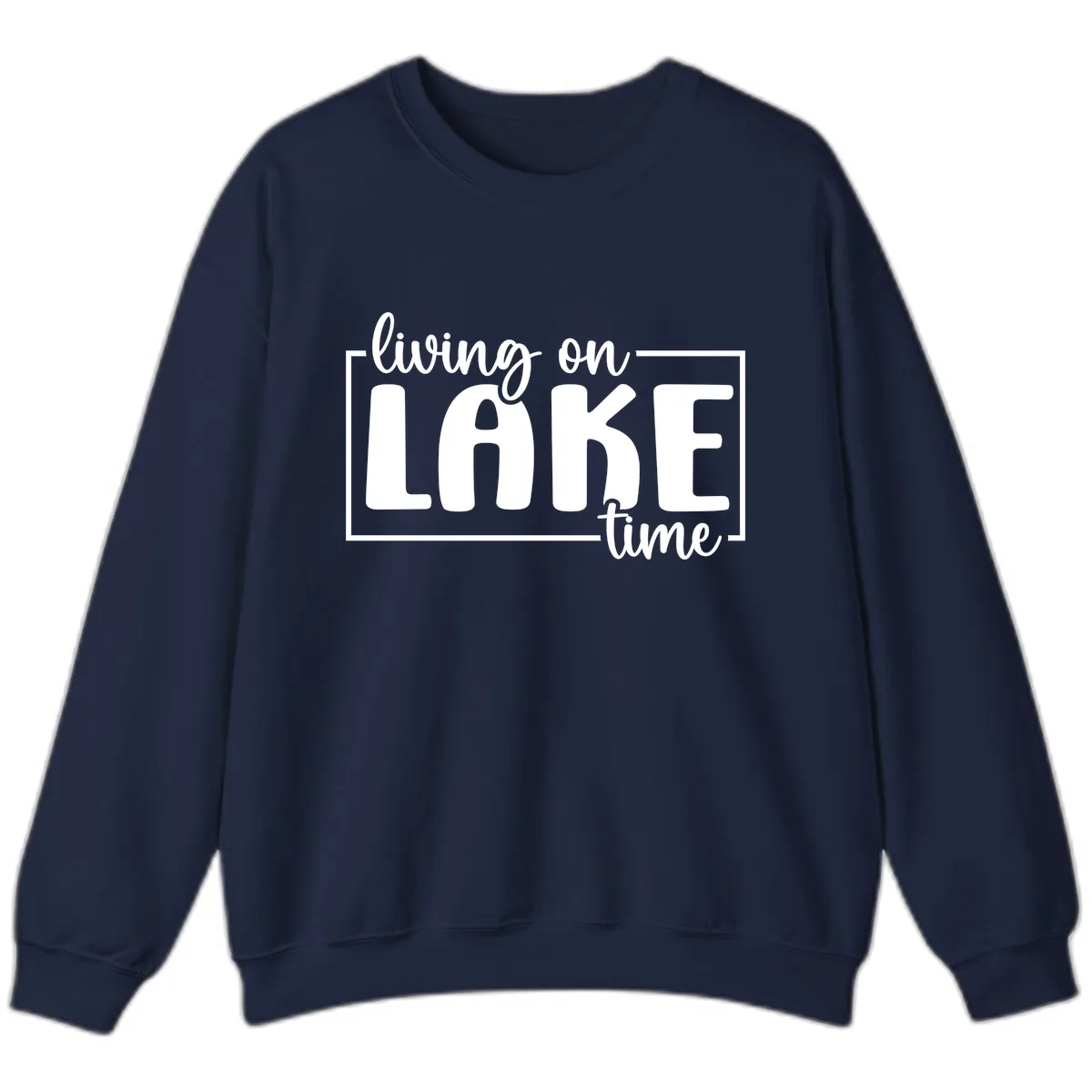 Living On Lake Time Typography Sweatshirt in Navy