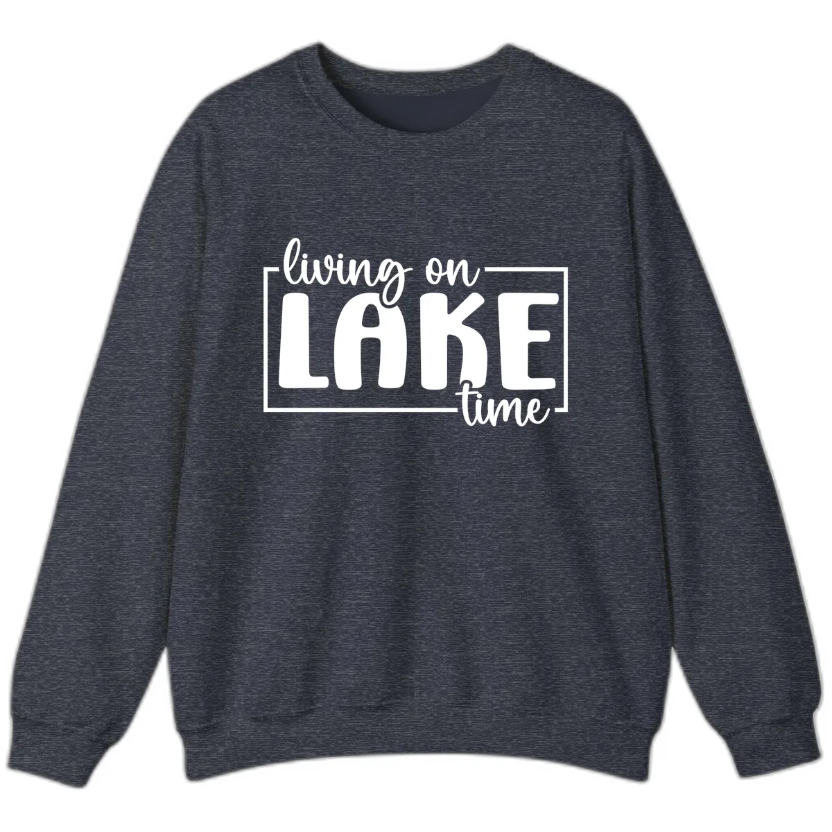 Living On Lake Time Typography Sweatshirt in Heather Sport Dark Navy