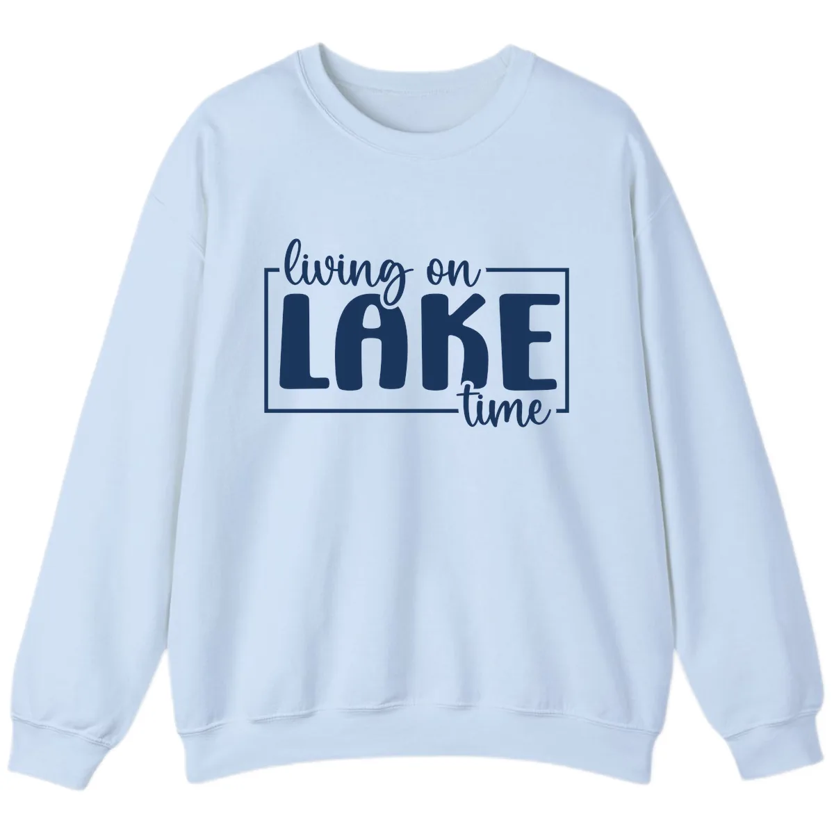 Living On Lake Time Typography Sweatshirt in Light Blue