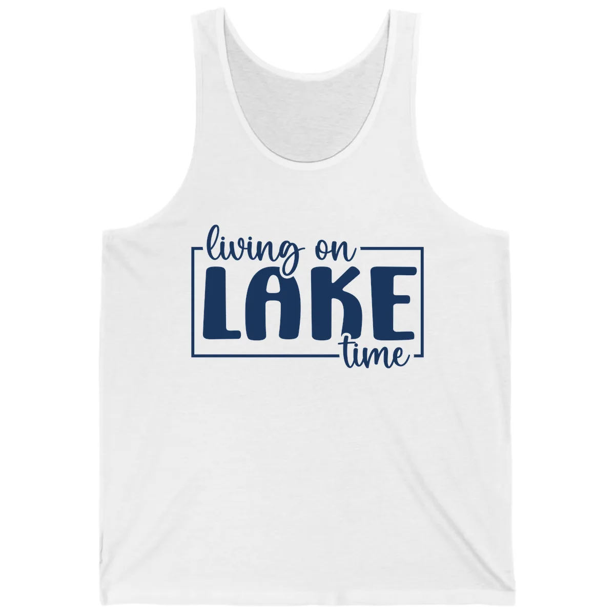 Living On Lake Time Typography Tank in White