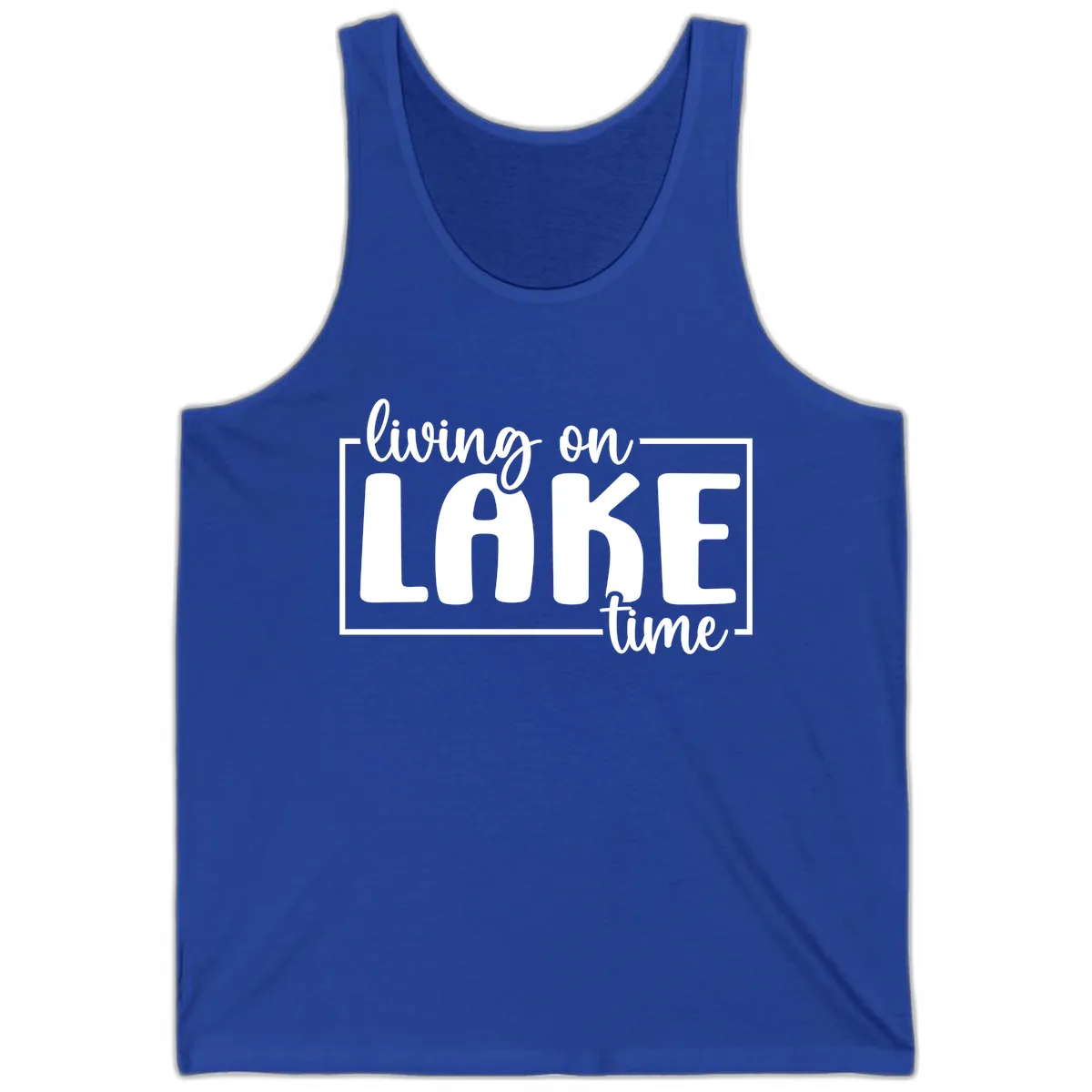 Living On Lake Time Typography Tank in True Royal
