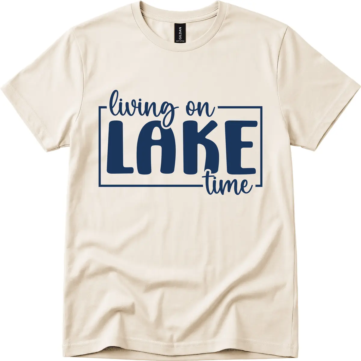 Living On Lake Time Typography T-Shirt in Natural