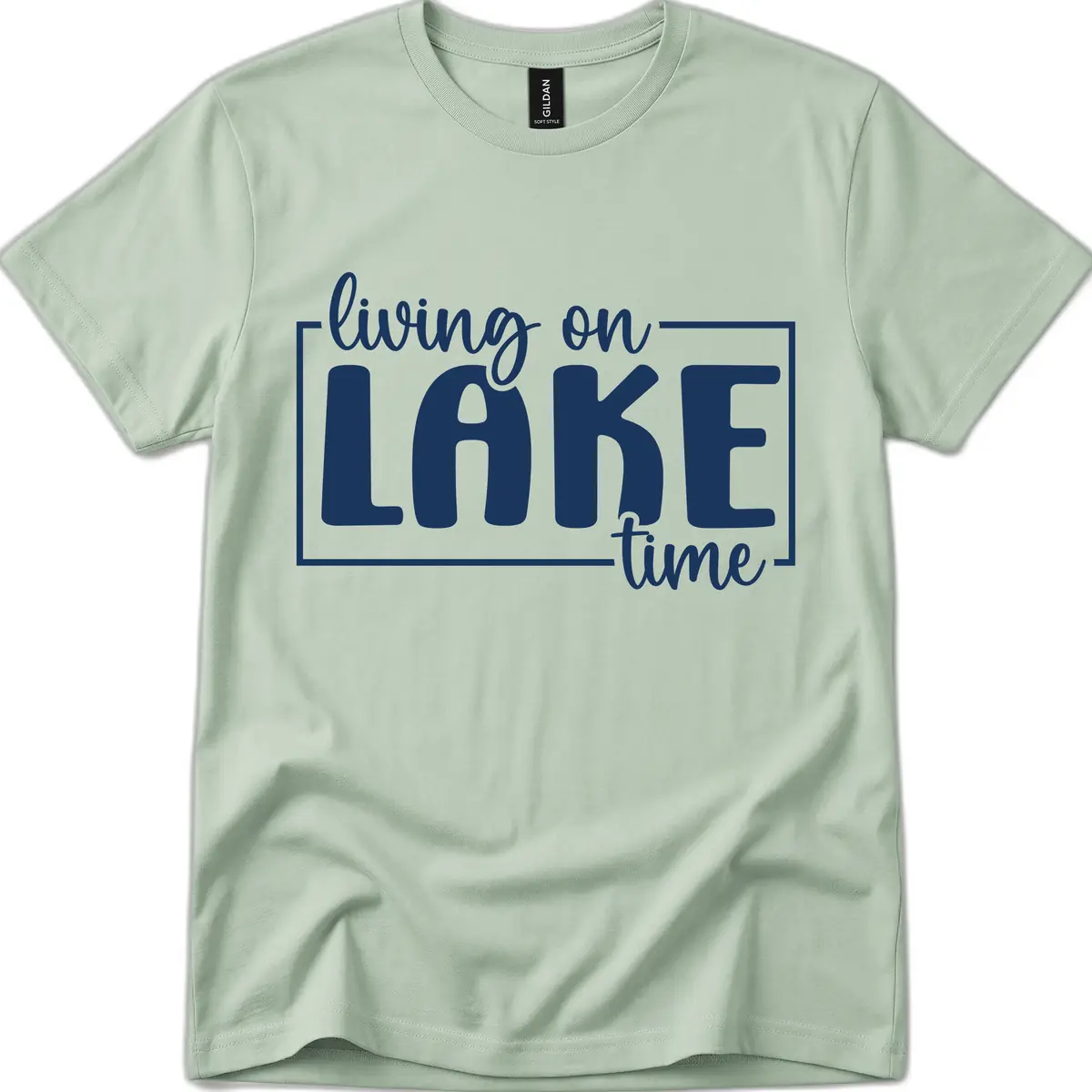 Living On Lake Time Typography T-Shirt in Sage