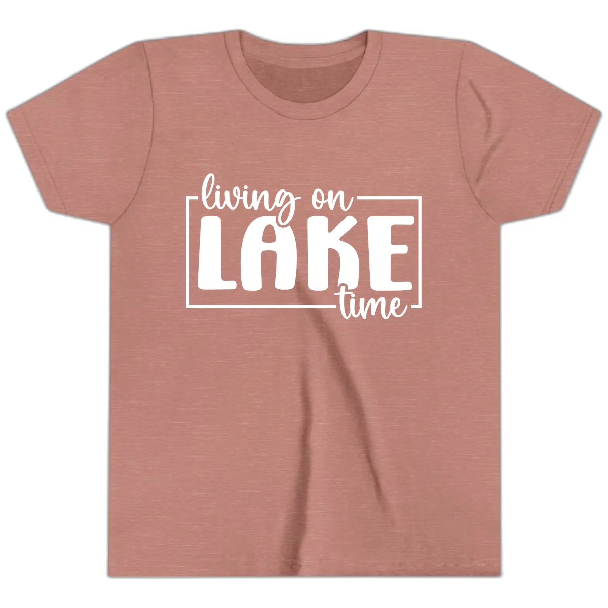 Living On Lake Time Typography Youth T-Shirt in Heather Mauve