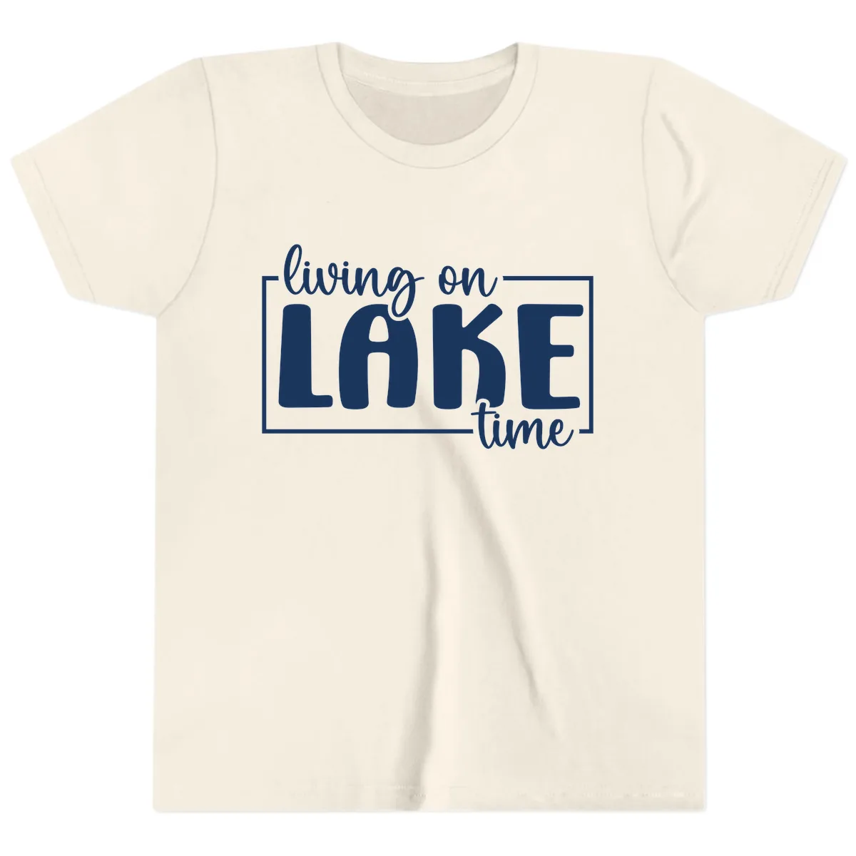 Living On Lake Time Typography Youth T-Shirt in Natural