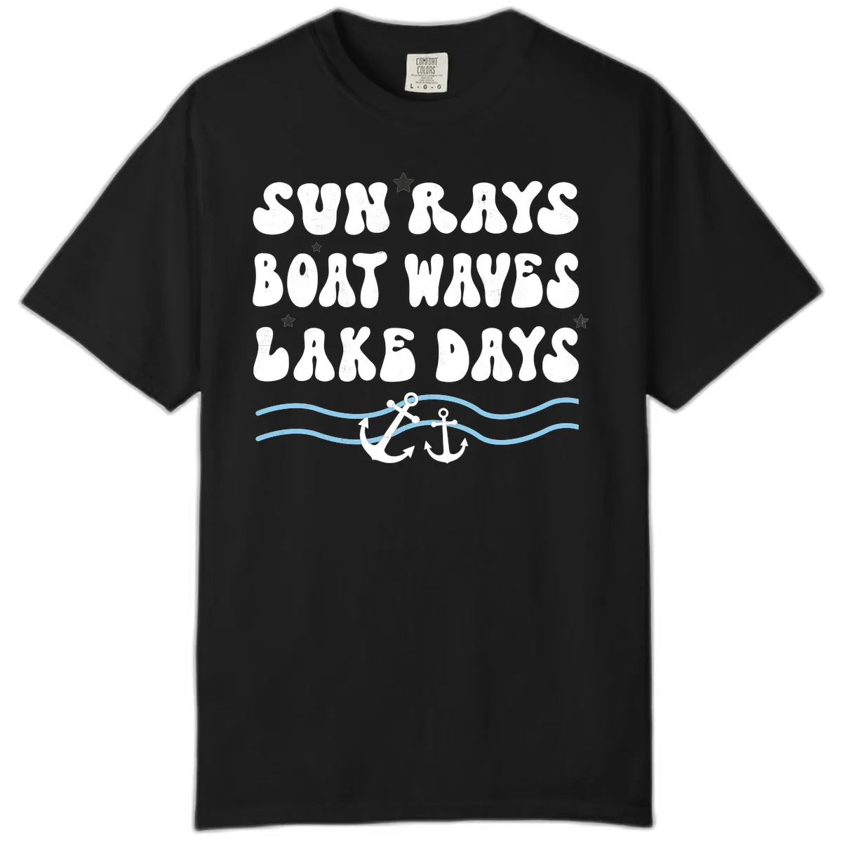 Sun Rays Boat Waves Lake Days Comfort Color in Black
