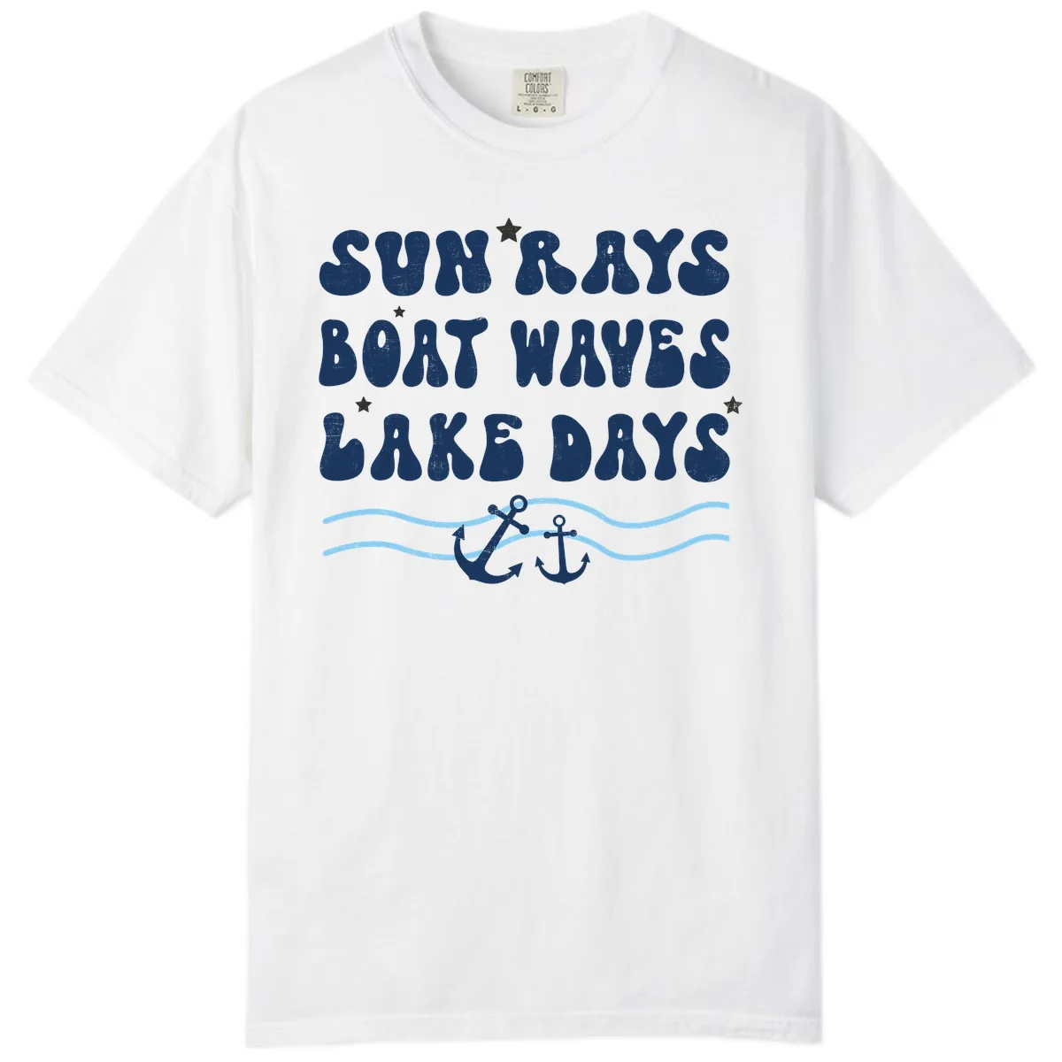 Sun Rays Boat Waves Lake Days Comfort Color in White