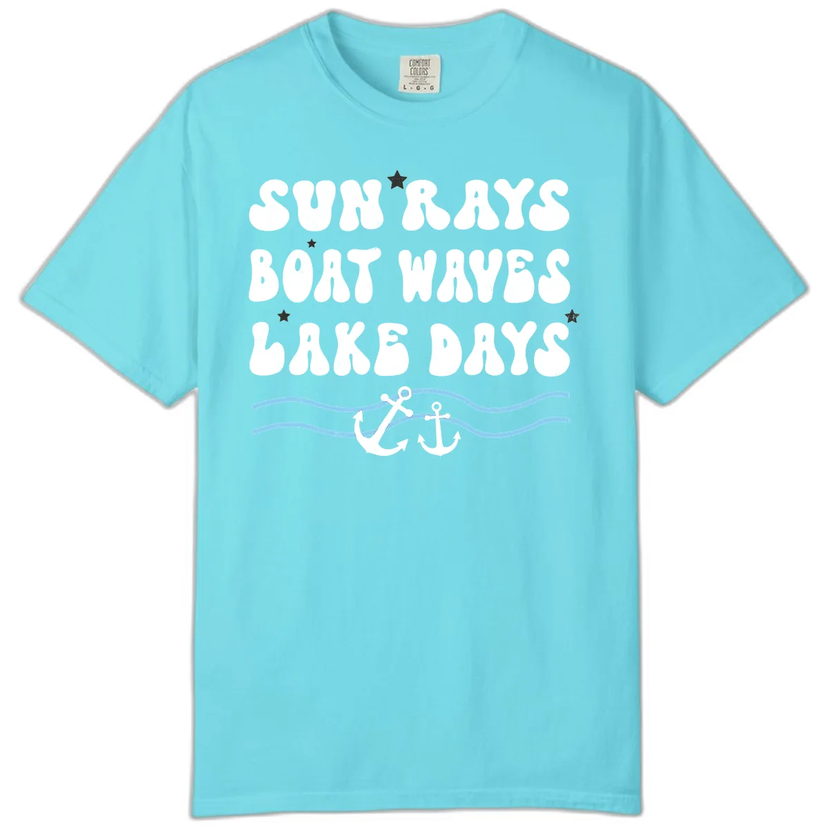 Sun Rays Boat Waves Lake Days Comfort Color in Lagoon Blue