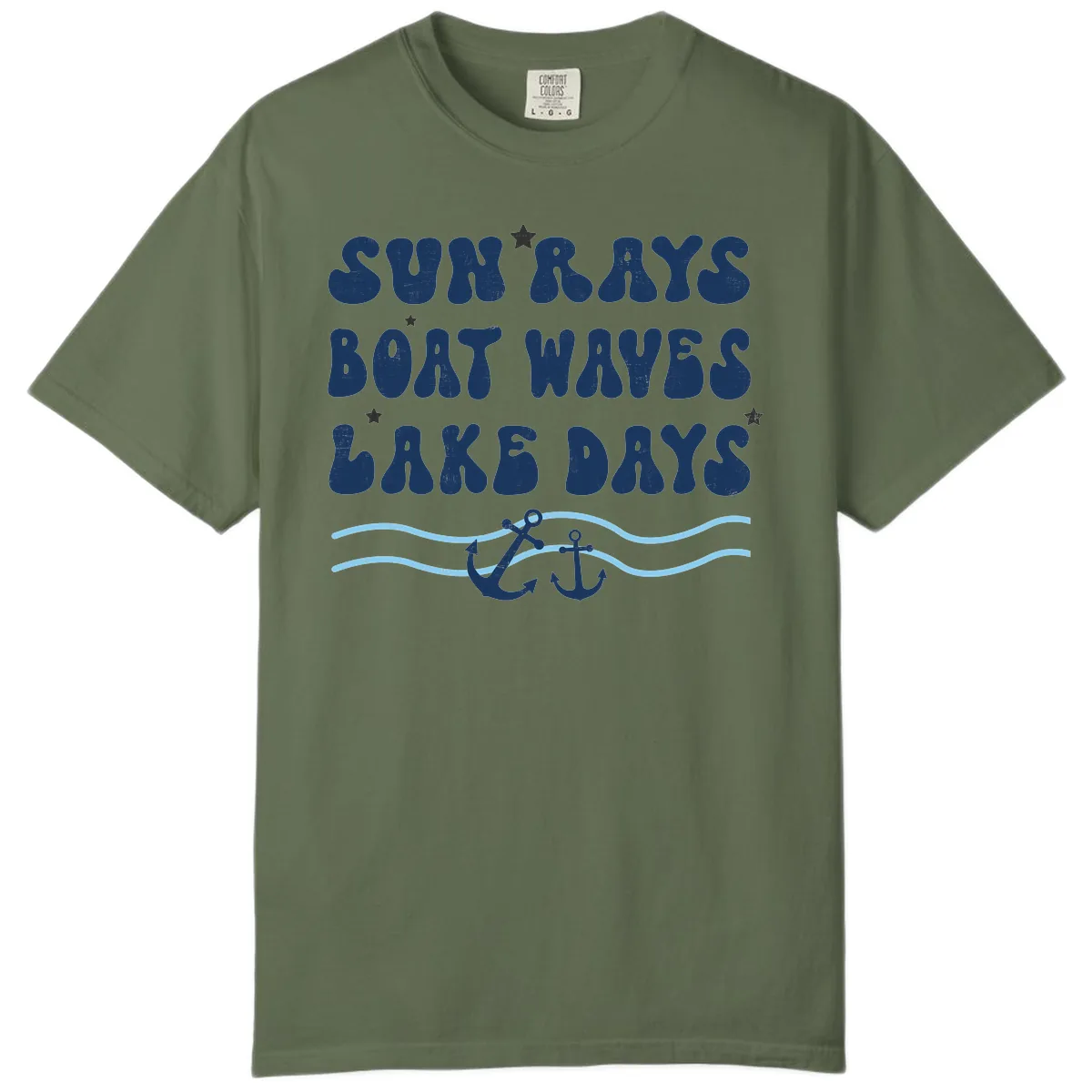 Sun Rays Boat Waves Lake Days Comfort Color in Sage