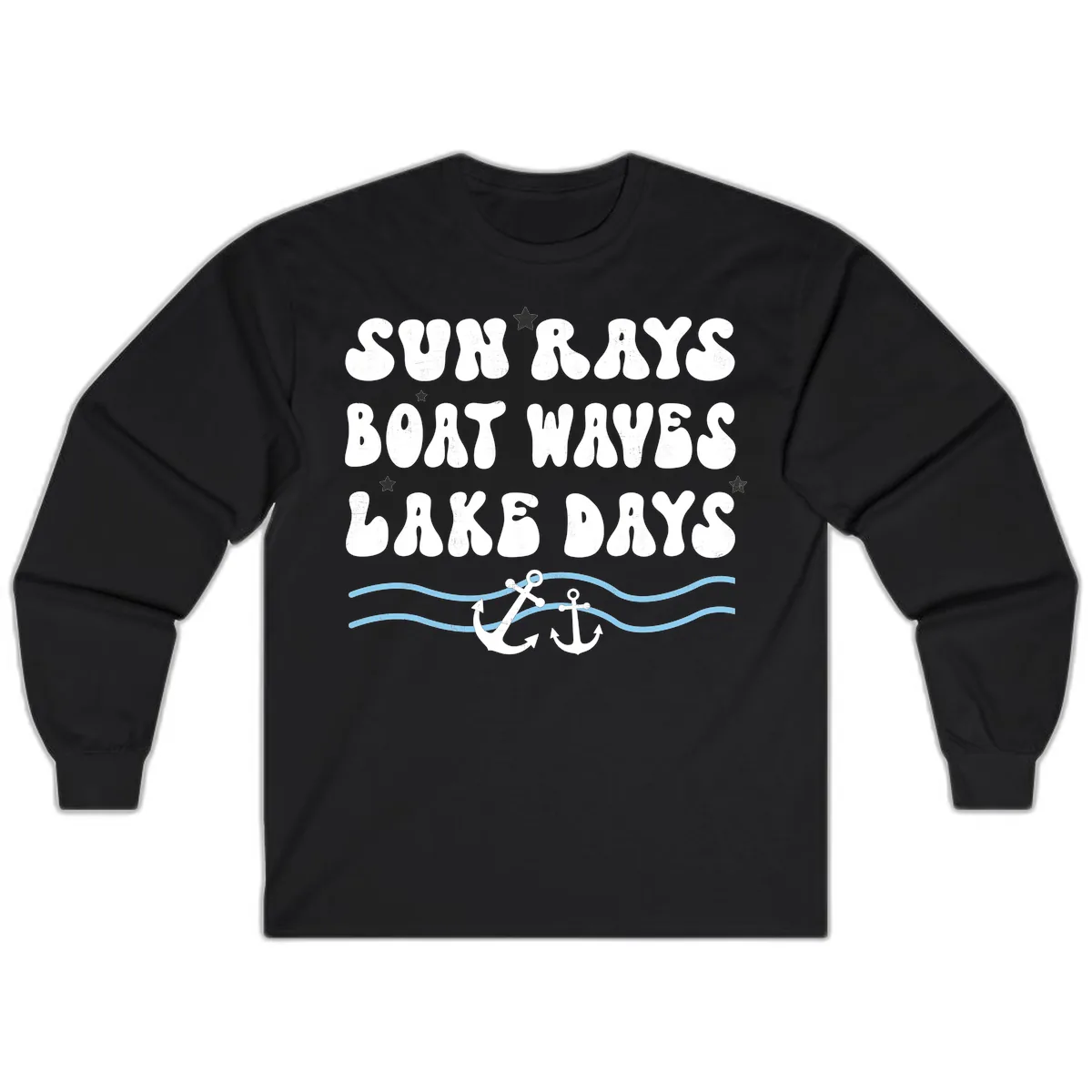 Sun Rays Boat Waves Lake Days Long Sleeve in Black