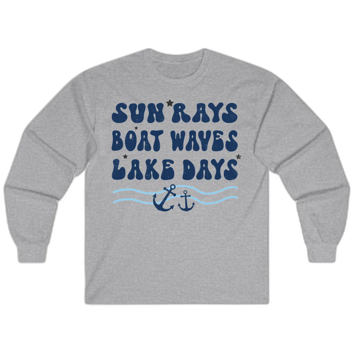 Sun Rays Boat Waves Lake Days Long Sleeve in Sport Grey