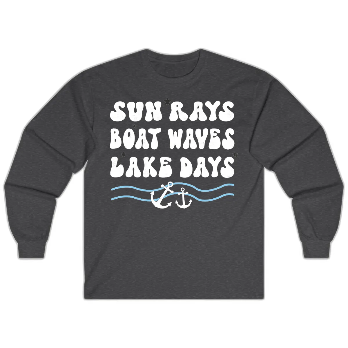Sun Rays Boat Waves Lake Days Long Sleeve in Dark Heather