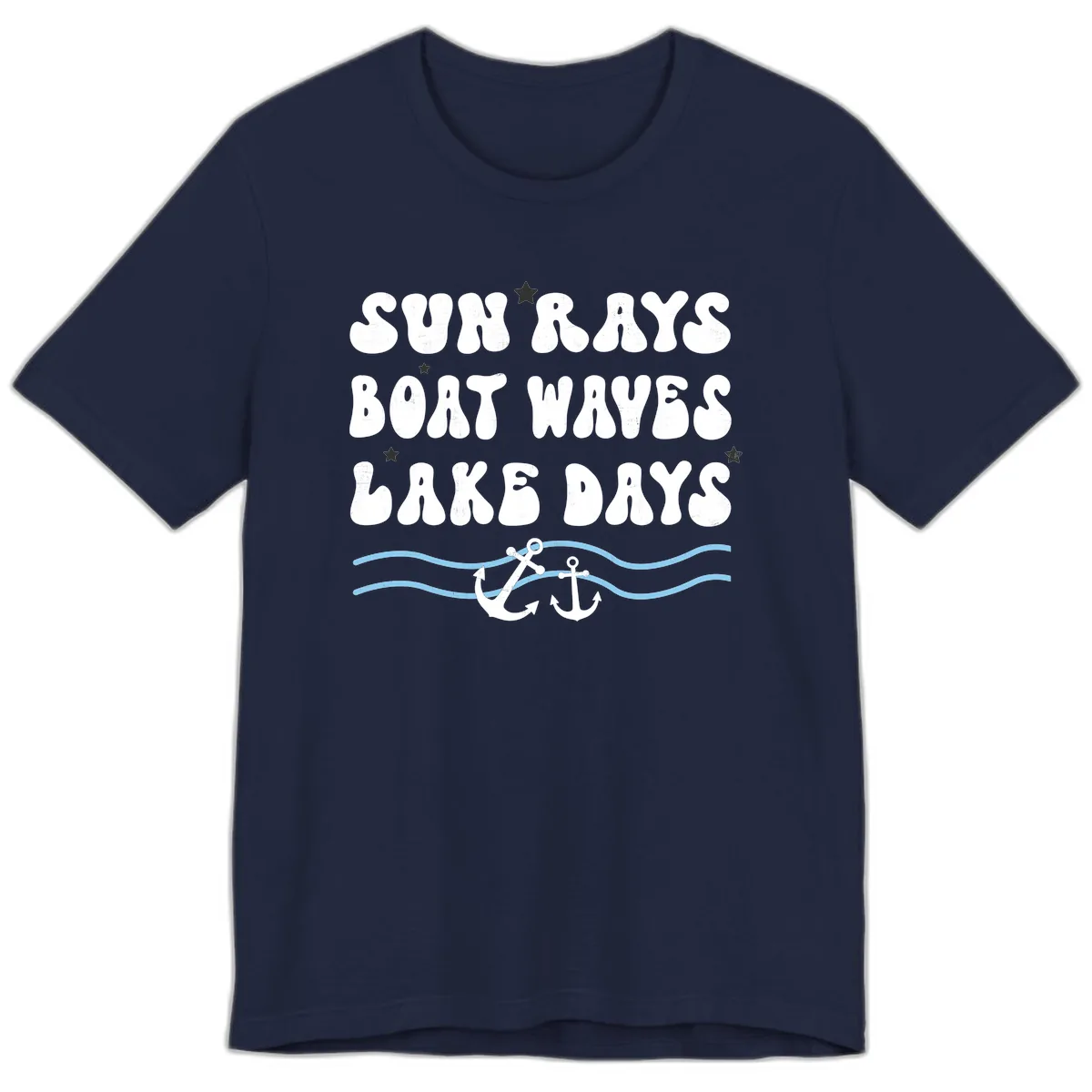 Sun Rays Boat Waves Lake Days Premium T-Shirt in Navy