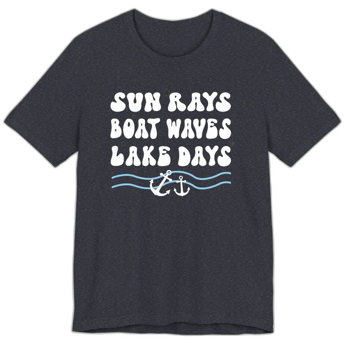 Sun Rays Boat Waves Lake Days Premium T-Shirt in Heather Navy