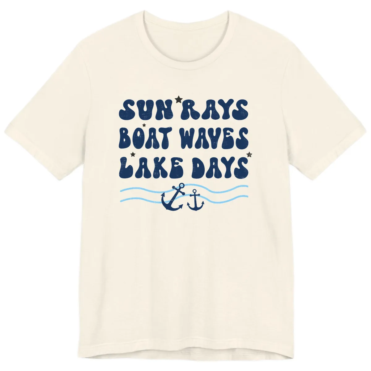 Sun Rays Boat Waves Lake Days Premium T-Shirt in Natural