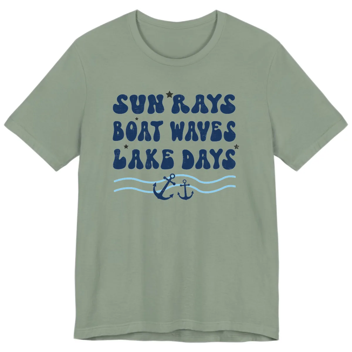 Sun Rays Boat Waves Lake Days Premium T-Shirt in Sage